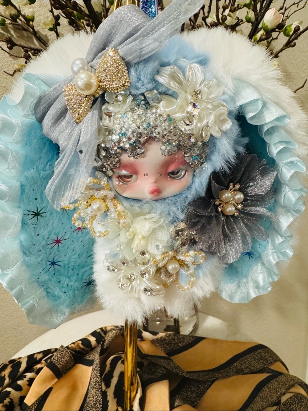 Custom Jeweled Skullpanda Bunny with Accessories